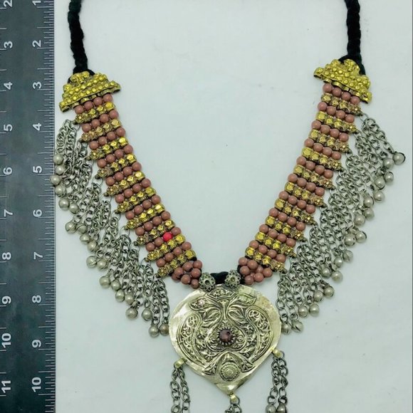 Multilayer Beaded Chain Necklac Handmade Tribal Beaded Necklace With Leaf Shap - Picture 8 of 10